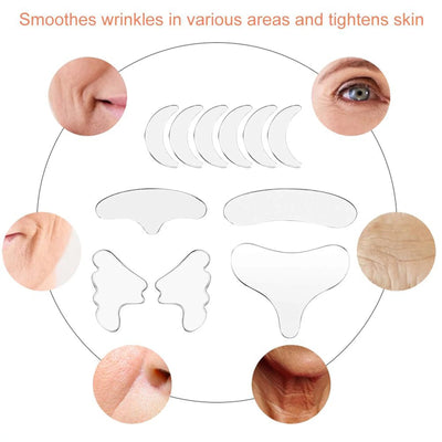 11Pcs Reusable Silicone Wrinkle Removal Sticker Set